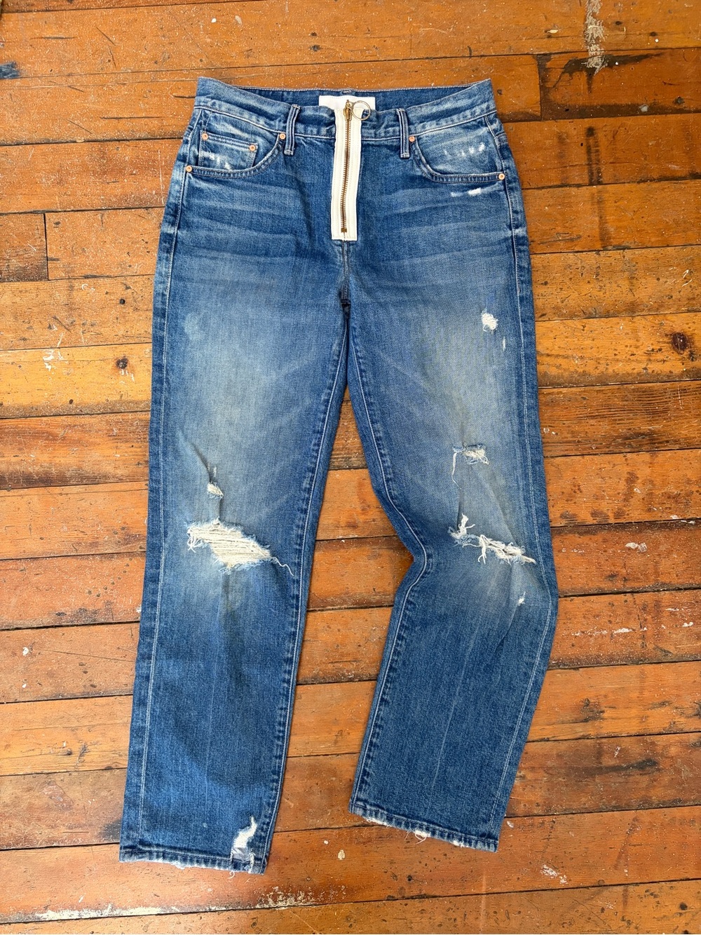 Mother Denim the XYZ Saint Jean superior style ring zipper pull waist 28”